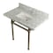 Kingston Brass 36" x 22" Carrara Marble Vanity Top with Brass Console Legs, Carrara Marble/Polished Nickel KVPB3630MBSQ6 - alternate 1